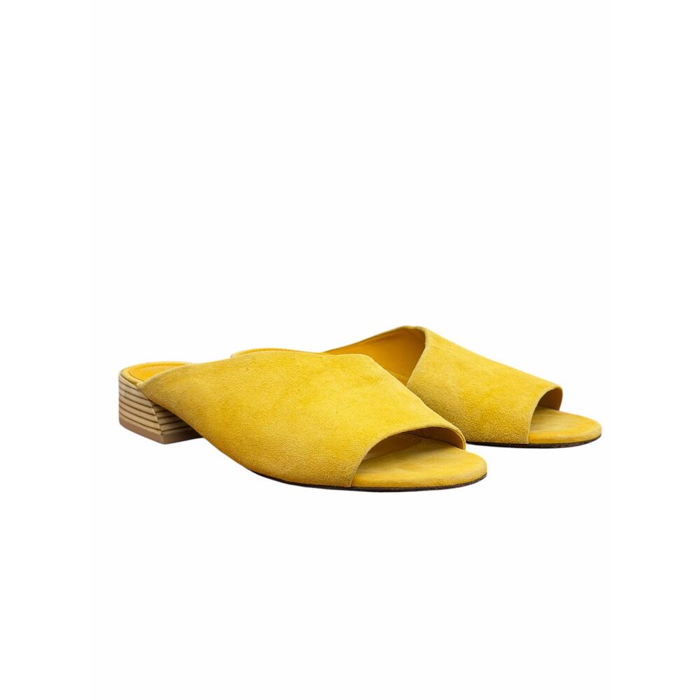 Mercedes Castillo Suede Mules 6.5 36.5 Womens Irine Yellow Quiet Luxury Cocktail